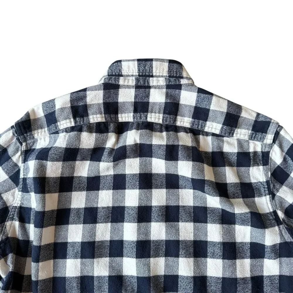 J.Crew Men's Navy & White Buffalo Check‎ 100% Cotton Flannel Shirt - Size Medium